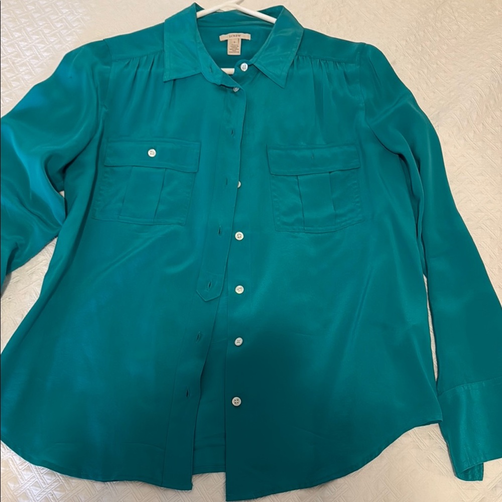 Teal Button-Up Women's Top